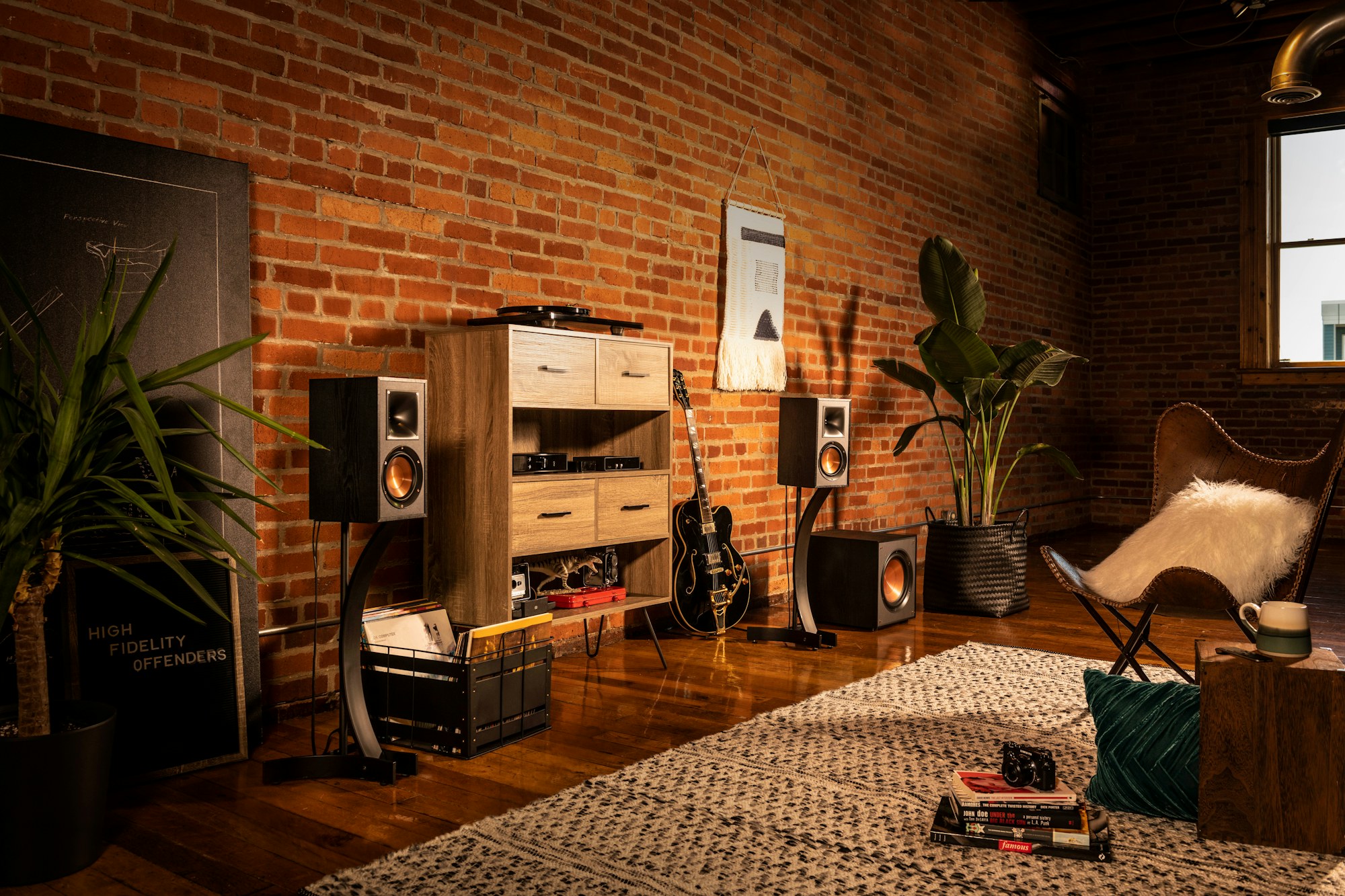 Klipsch Home Audio Set Up in a living room